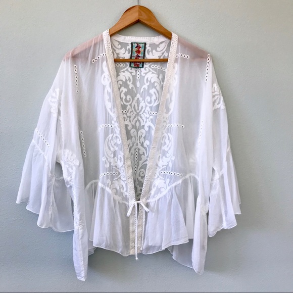 ❌SOLD❌ Johnny Was Demoran Ruffle Kimono Top - Picture 2 of 7